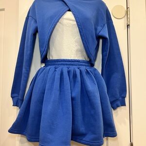 Blue Two-Piece Skirt Set
